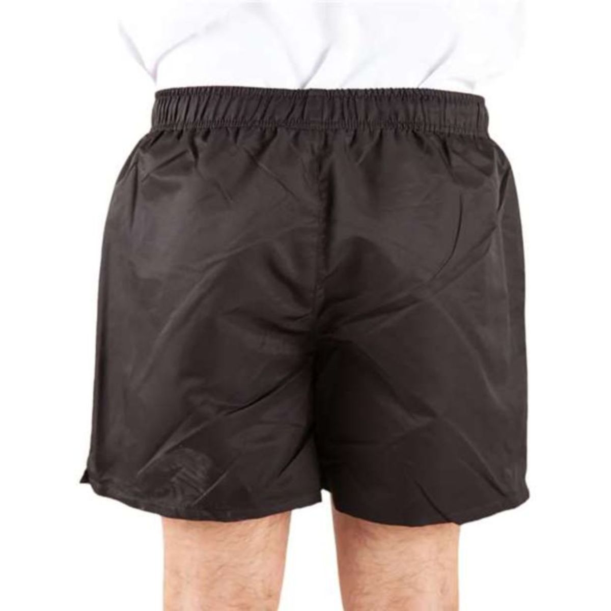 Zero Breath Clothing black athletic beach shorts reverse view