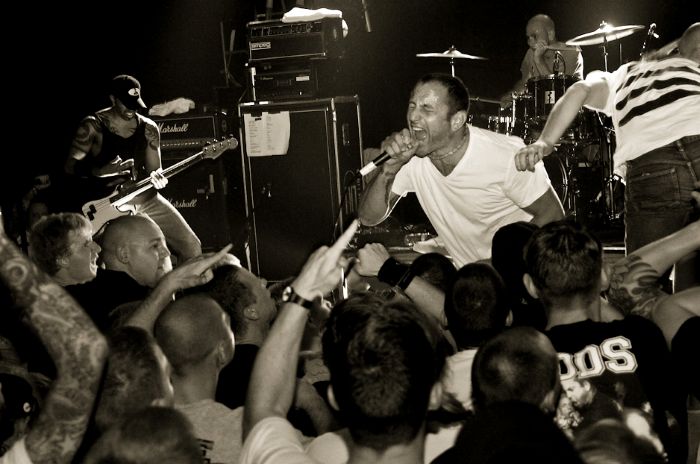 Hardcore punk band Youth of Today performs in front of excited fans