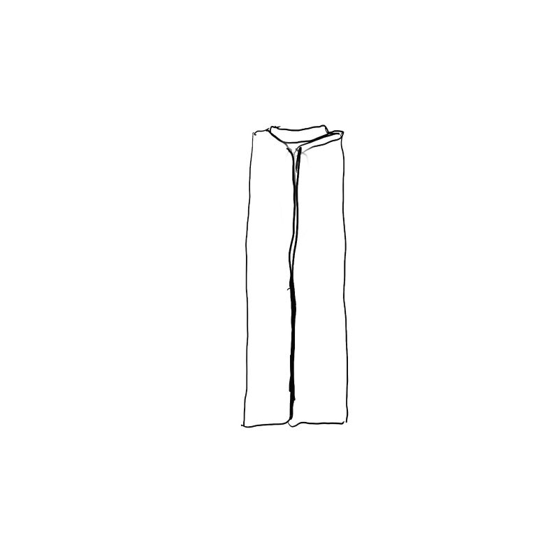 Sketch of folding a long sleeve T-shirt step 3: sides folded in